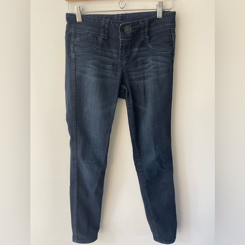 Wit & Wisdom Reversible Dark Wash Solid and Polka Dot Skinny Low Rise Jeans